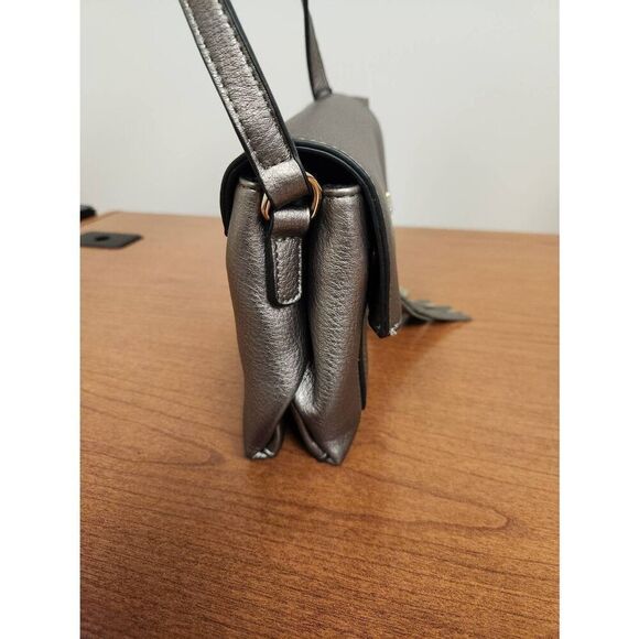 Kate Spade New York Satchel Zipper Fringe Shoulder Crossbody Silver/Grey Purse L - Picture 6 of 11